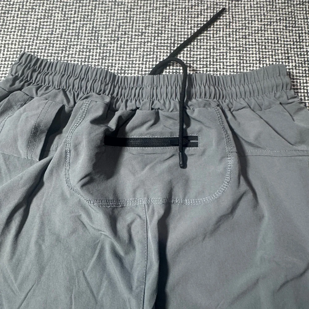 Surenow Sports Mens Gray Cargo Jogger Pants Lightweight Tactical Techwear Large